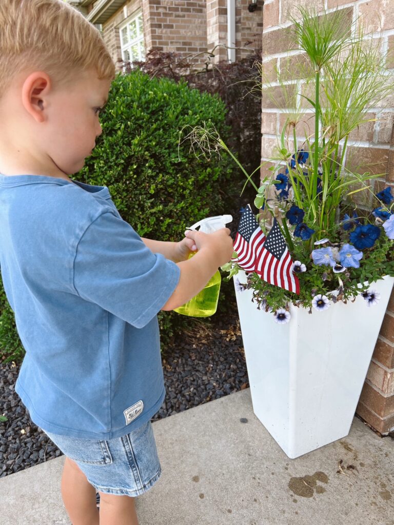 Educational Summer Activities for Toddlers: Water plants with spray bottles