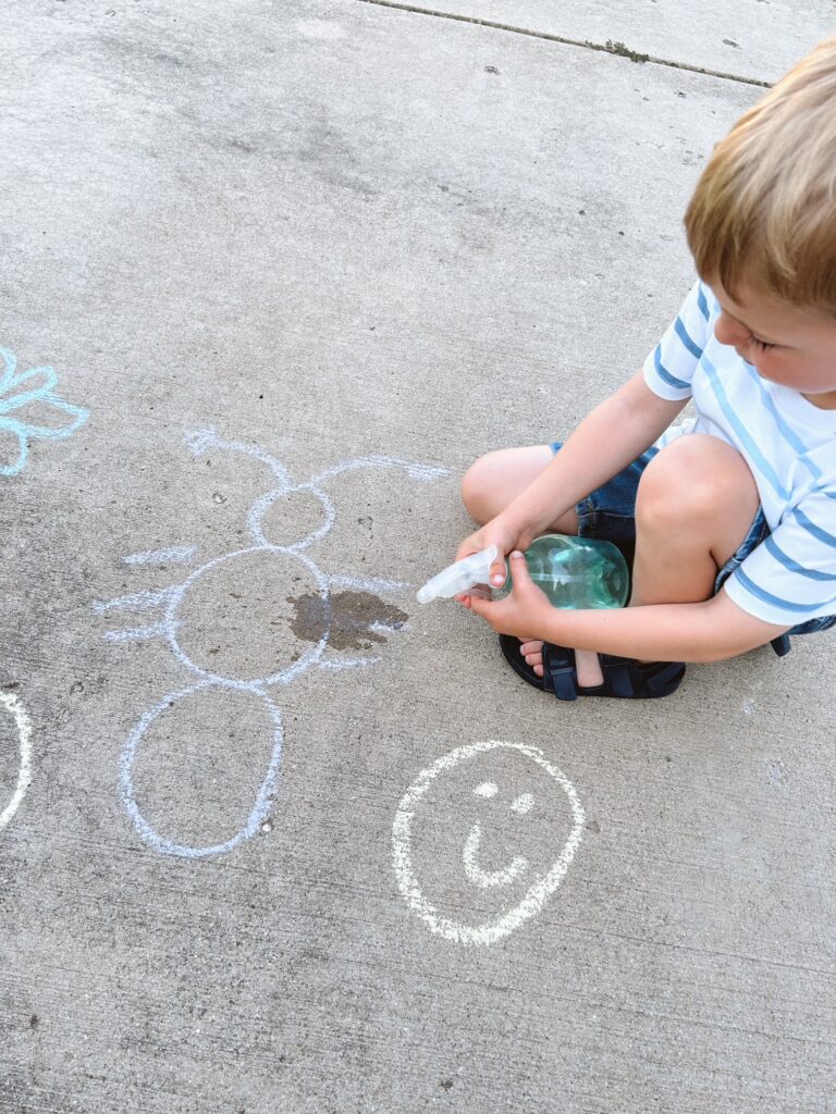 Educational Summer Activities for Toddlers: Spray away chalk