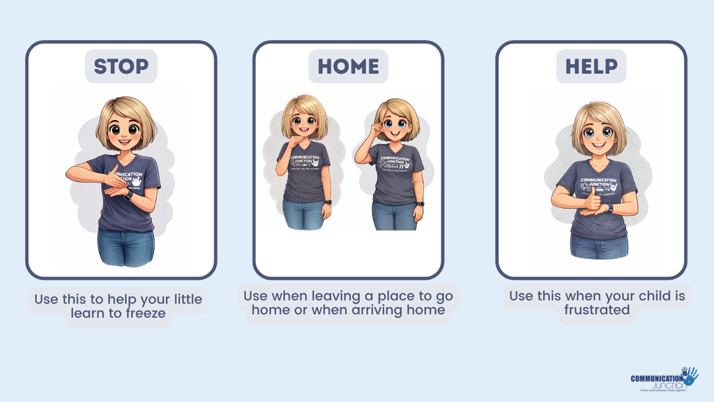 Signs for stop, home, help